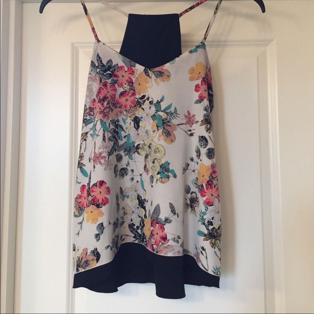 Reversible floral/black tank top